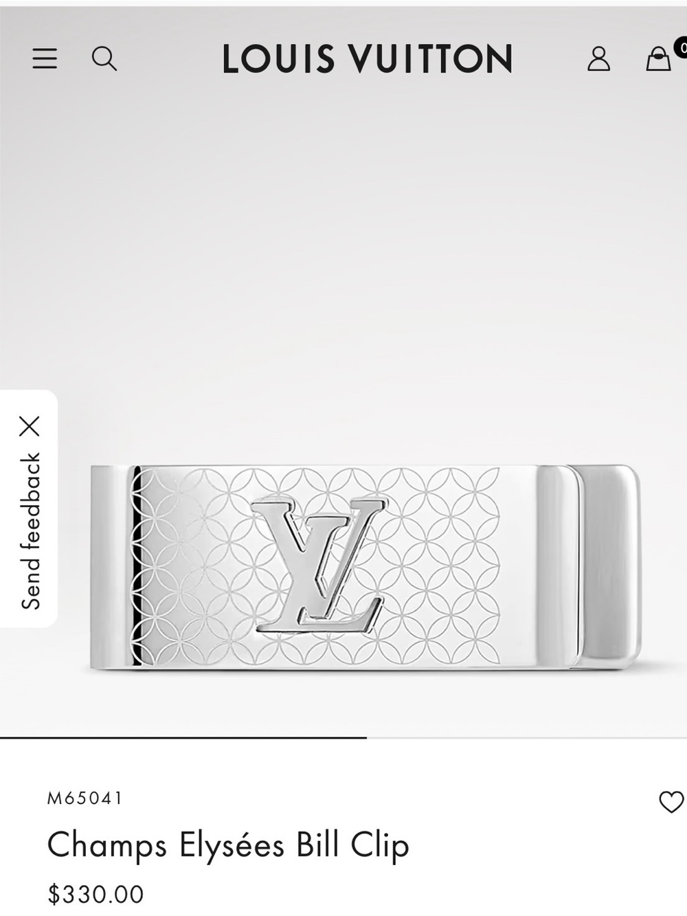 *BRAND NEW* Louis Vuitton Silver Champs Elysées Money Clip